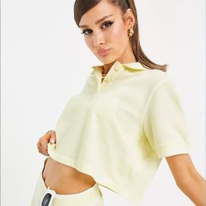 adidas Originals Tennis Luxe Women’s Yellow Cropped Polo Shirt H56469 size S